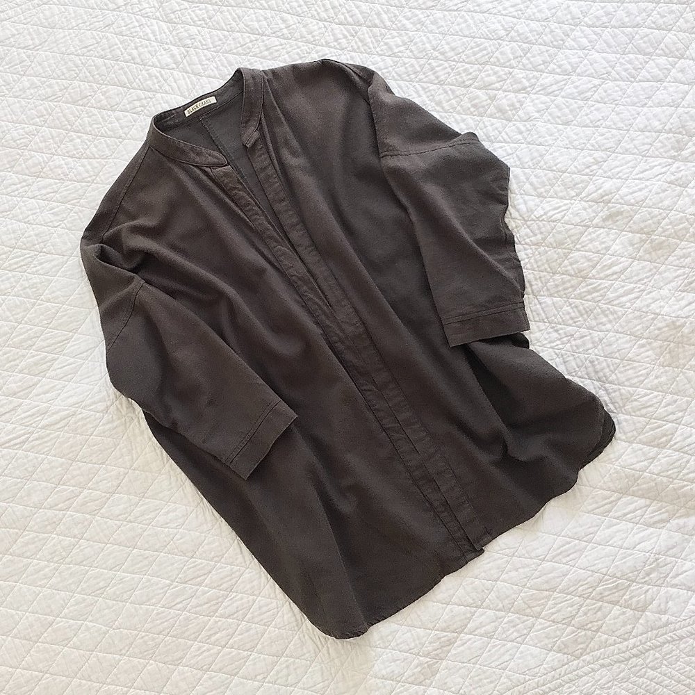 Black Crane Square Shirt Cotton/Wool